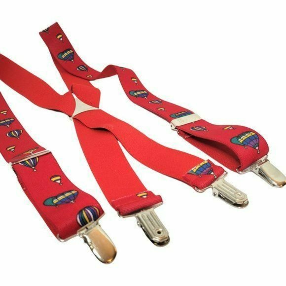 HOT AIR Balloon Suspenders Unisex Elastic Adjustable with Silver Hardware - Picture 2 of 6